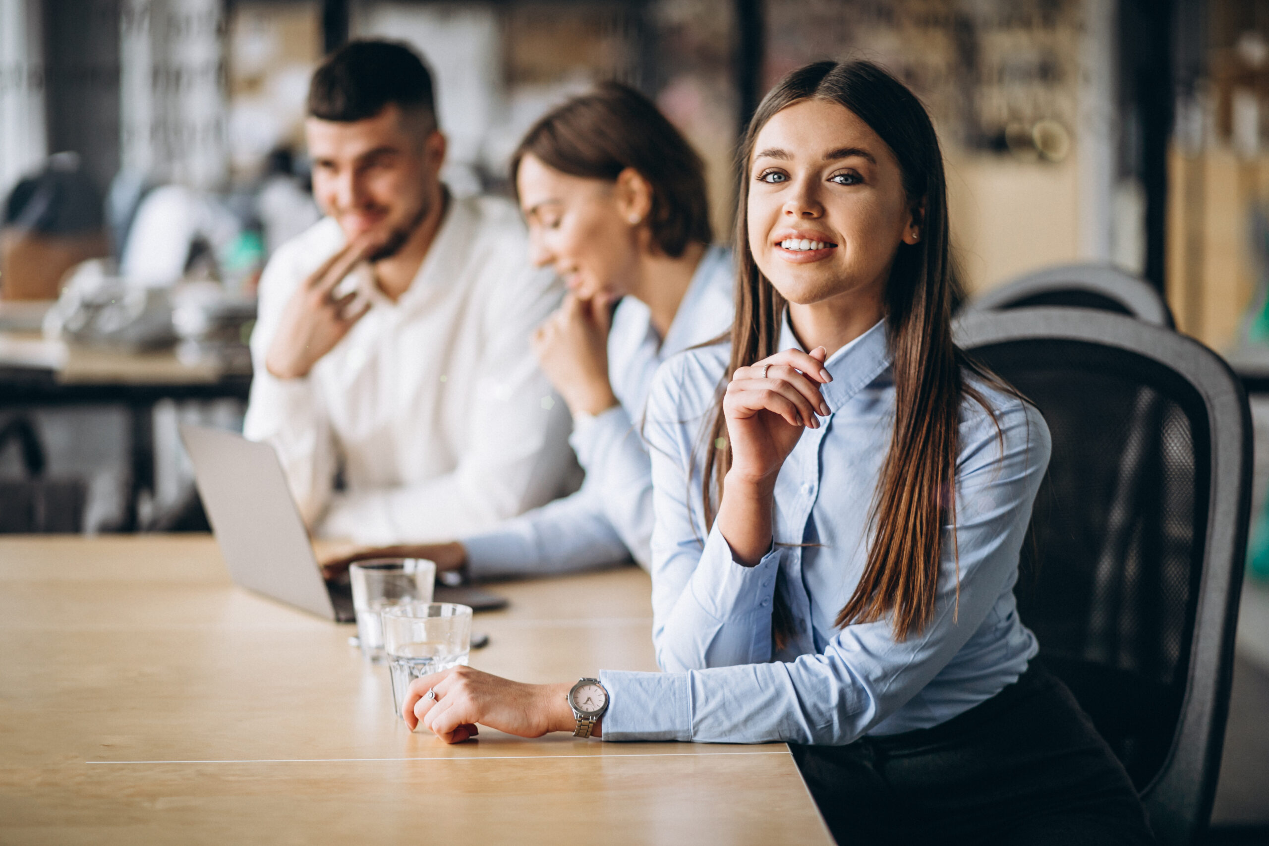 Group of people working out business plan in an office